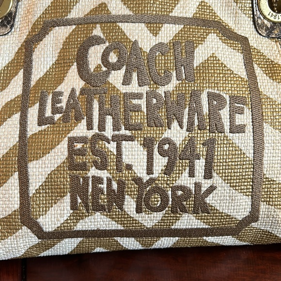 Coach Straw and Snake accented Satchel - Picture 2 of 13